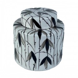 Китайска ваза DKD Home Decor Порцелан Черен Бял Ориенталски Лист на растение (17 x 17 x 16 cm) - Vaze și decorațiuni de masă