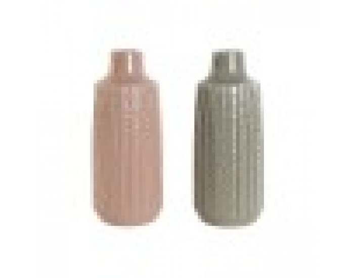 Ваза Home ESPRIT Розов Светло сив Порцелан 16 x 16 x 38 cm (2 броя)