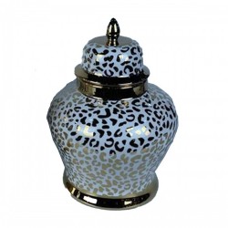 Китайска ваза DKD Home Decor Порцелан Златен Бял Колониален (22 x 22 x 30 cm) - Vaze și decorațiuni de masă