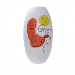 Ваза DKD Home Decor Лице Бял Смола Многоцветен (20,5 x 20,5 x 38 cm) - Vaze și decorațiuni de masă