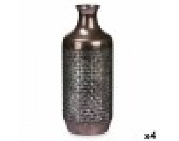 Ваза Сребрист Метал 16 x 42 x 16 cm (4 броя) С облекчение