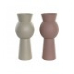 Ваза DKD Home Decor 17 x 17 x 40,5 cm Бежов Розов Желязо (2 броя) - Vaze și decorațiuni de masă