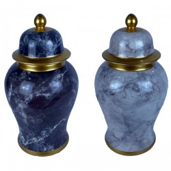 Китайска ваза DKD Home Decor Порцелан Модерен (22 x 22 x 42 cm) (2 броя) - Vaze și decorațiuni de masă
