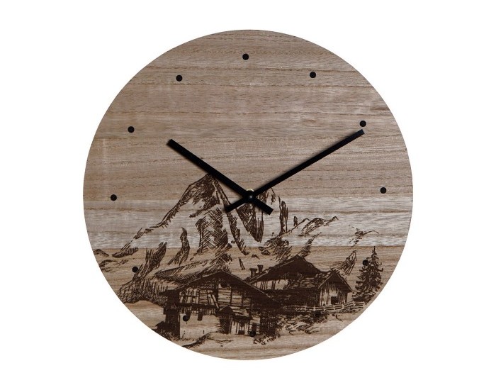Стенен часовник DKD Home Decor Планина Дървен MDF (30 x 30 x 1.5 cm)