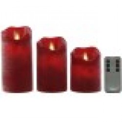 LED Свещ Home ESPRIT Червен 26,5 x 8 x 17 cm (3 Части) - Decorațiuni