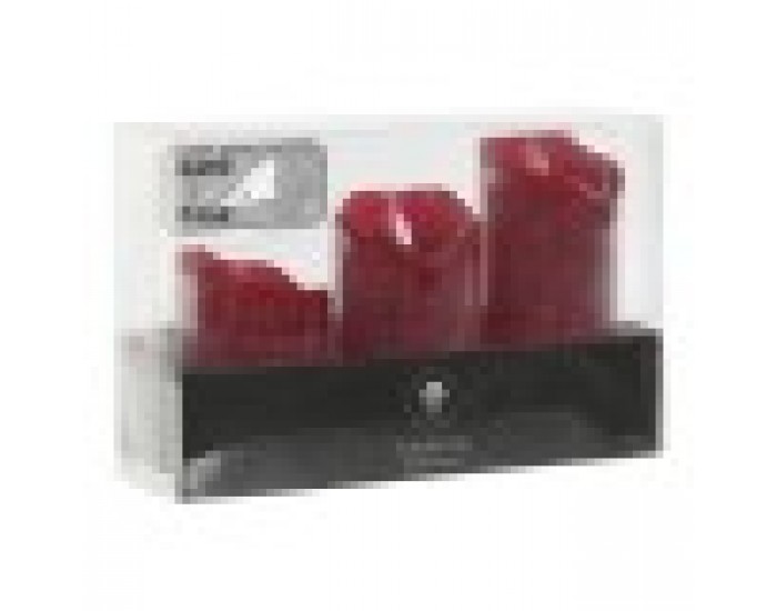 LED Свещ Home ESPRIT Червен 26,5 x 8 x 17 cm (3 Части)