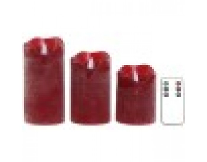 LED Свещ Home ESPRIT Червен 26,5 x 8 x 17 cm (3 Части)