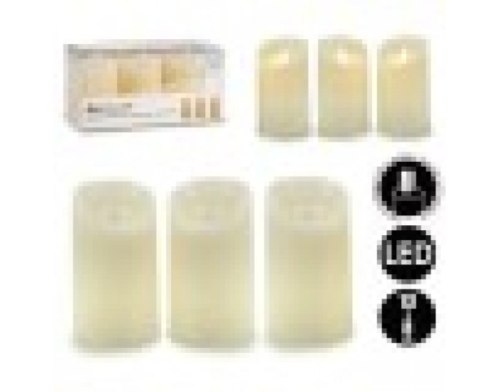 Комплект Свещи Въртящ се на LED Сметана 8 x 13 x 8 cm (6 броя)
