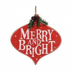 Плакат Merry and Bright Пластмаса Дървен MDF (30 x 3,5 x 30 cm) - Krist+