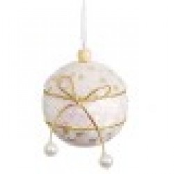 Коледни топки Бял Златен Polyfoam Състав Ласо 8 x 8 x 8 cm (4 броя) - Rosanto christmas