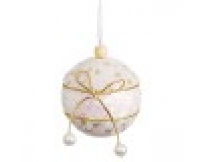 Коледни топки Бял Златен Polyfoam Състав Ласо 8 x 8 x 8 cm (4 броя)