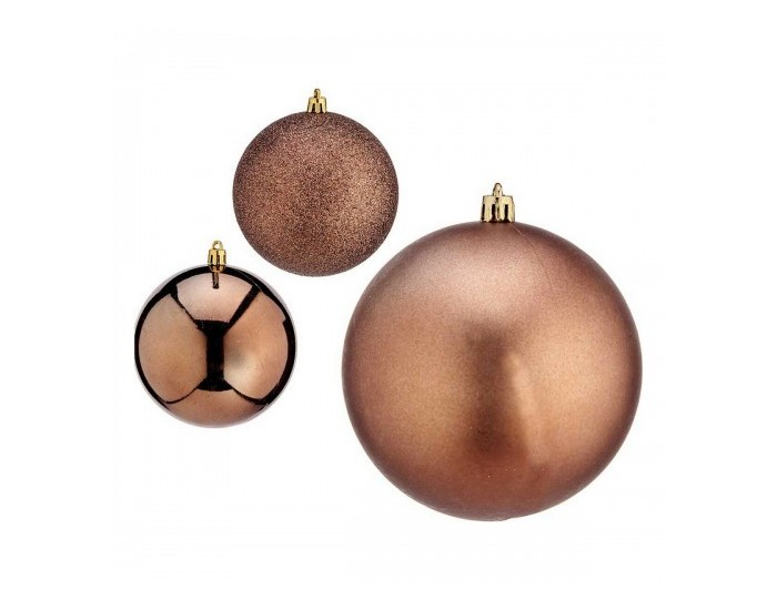 Коледни топки Ø 10 cm 6 броя Кафяв Пластмаса
