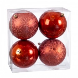 Коледни топки Мед Пластмаса 10 x 10 x 10 cm (4 броя) - Rosanto christmas