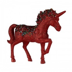 Декоративна фигурка Еднорог Червен Син (9,5 x 31 x 40 cm) - Decorațiuni sezoniere și de sărbători