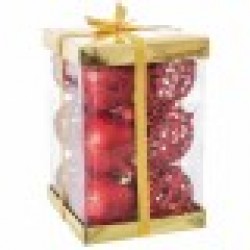 Коледни топки Червен Пластмаса 6 x 6 x 6 cm (12 броя) - Rosanto christmas