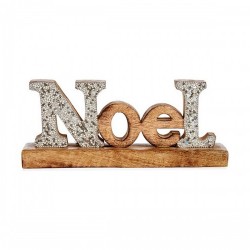 Декоративна фигурка Noel Пурпурин 6,5 x 10 x 25 cm Сребрист Дървен - Decorațiuni sezoniere și de sărbători