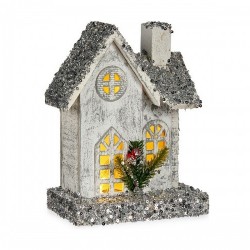 Декоративна фигурка Коледа Пурпурин LED Светлина Къща Дървен (19,5 x 25 x 9 cm) - Decorațiuni sezoniere și de sărbători