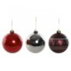 Коледни топки Home ESPRIT Червен Сребрист полиетилен 21,5 x 21,5 x 22,5 cm (15 Части) - Decorațiuni sezoniere și de sărbători