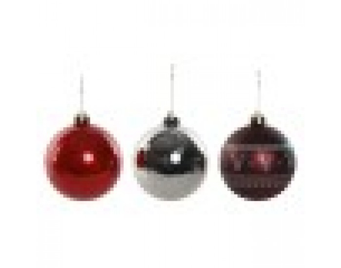 Коледни топки Home ESPRIT Червен Сребрист полиетилен 21,5 x 21,5 x 22,5 cm (15 Части)