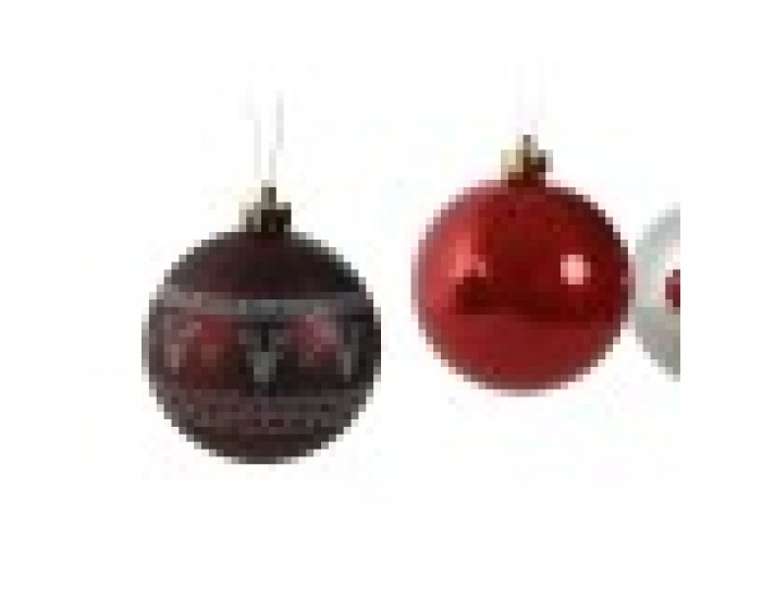 Коледни топки Home ESPRIT Червен Сребрист полиетилен 21,5 x 21,5 x 22,5 cm (15 Части)