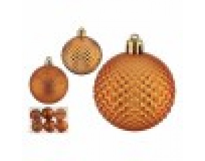 Комплект Коледни Топки 6 cm Оранжев PVC (12 броя)
