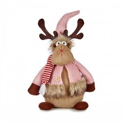 Christmas reindeer Розов Кафяв полиестер (15 x 43 x 19 cm) - Decorațiuni