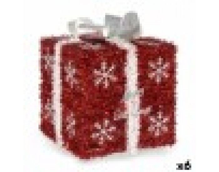 Подаръчна кутия Бял Червен Сребрист полипропилен PET 20 x 23 x 20 cm (6 броя)