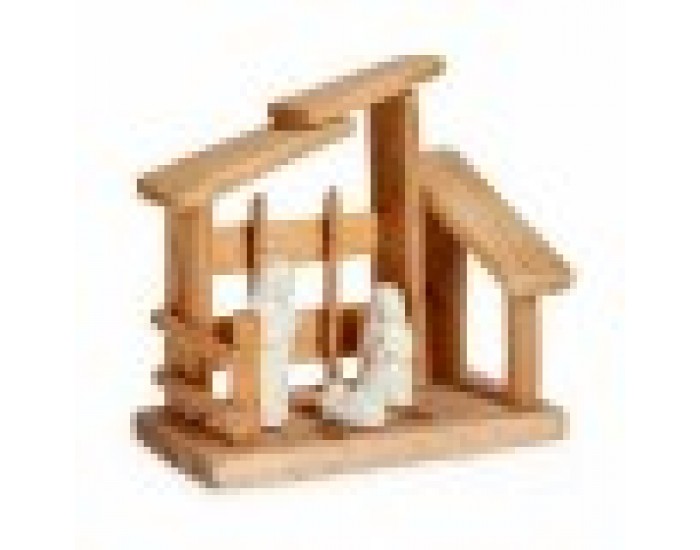 Рождествена Коледна Сцена Бял Естествен Дървен Керамика 18 x 17 x 8 cm (2 броя)