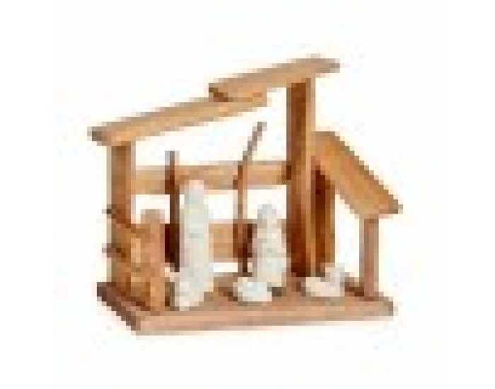 Рождествена Коледна Сцена Бял Естествен Дървен Керамика 10 x 21 x 25 cm (2 броя)