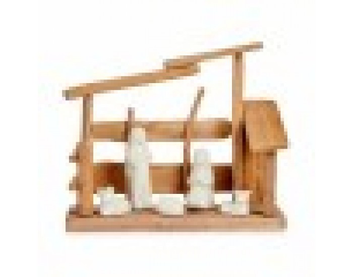 Рождествена Коледна Сцена Бял Естествен Дървен Керамика 10 x 21 x 25 cm (2 броя)