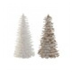 Коледно дърво Home ESPRIT Бял Златен Картон Перо 22 x 22 x 46 cm (2 броя) - Decorațiuni sezoniere și de sărbători