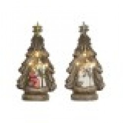 Рождествена Коледна Сцена Home ESPRIT Зелен Сив Магнезиев 23 x 13,5 x 45 cm (2 броя) - Home esprit