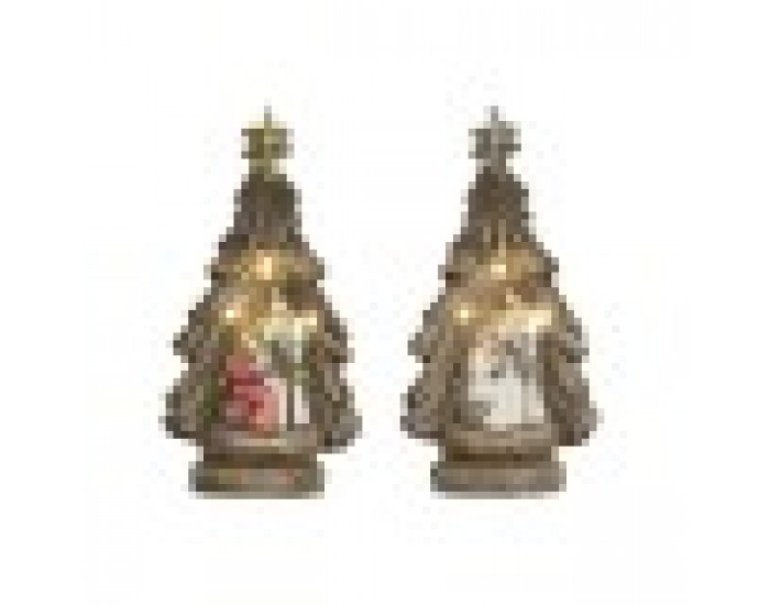 Рождествена Коледна Сцена Home ESPRIT Зелен Сив Магнезиев 23 x 13,5 x 45 cm (2 броя)