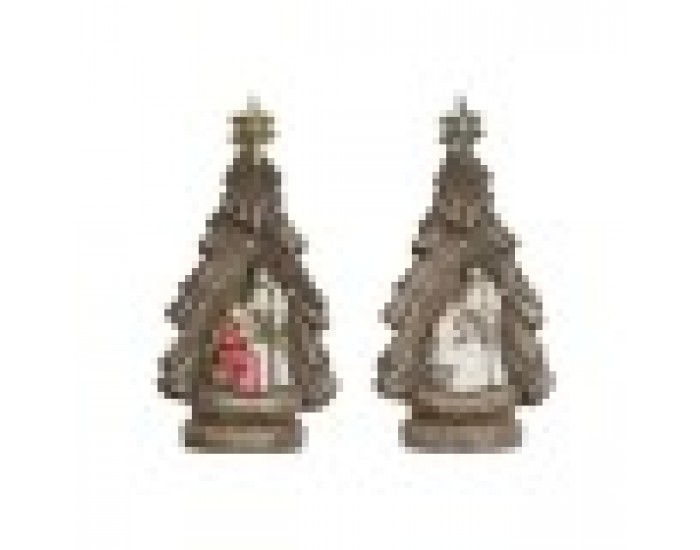 Рождествена Коледна Сцена Home ESPRIT Зелен Сив Магнезиев 23 x 13,5 x 45 cm (2 броя)