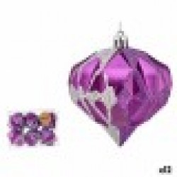 Комплект Коледни Топки Диамант Лилав Сребрист Пластмаса 8 x 9 x 8 cm (12 броя) - Krist+