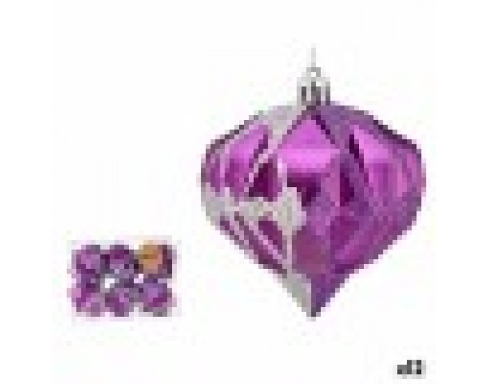Комплект Коледни Топки Диамант Лилав Сребрист Пластмаса 8 x 9 x 8 cm (12 броя)