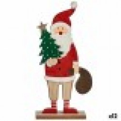 Декоративна фигурка Дядо Коледа Бял Кафяв Червен Зелен Дървен 5 x 30 x 15 cm (12 броя) - Decorațiuni sezoniere și de sărbători