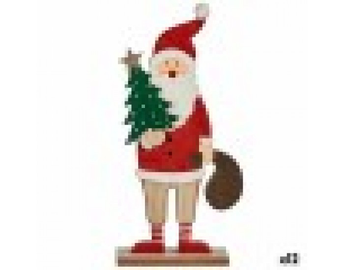 Декоративна фигурка Дядо Коледа Бял Кафяв Червен Зелен Дървен 5 x 30 x 15 cm (12 броя)