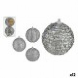 Комплект Коледни Топки С облекчение Ø 10 cm Сребрист PVC (12 броя) - Krist+