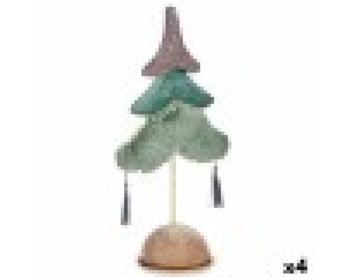 Коледно дърво полиестер цвят тюркоаз Сребрист Дървен 12 x 43 x 22 cm (4 броя)