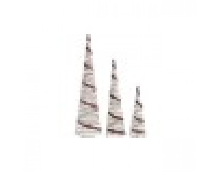 Декорация DKD Home Decor Коледа LED Конуси 3 Части Pатан (20 x 20 x 80 cm)