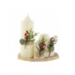 Комплект Свещи DKD Home Decor Бял Зелен Коледа 7 x 7 x 15 cm - Decorațiuni sezoniere și de sărbători