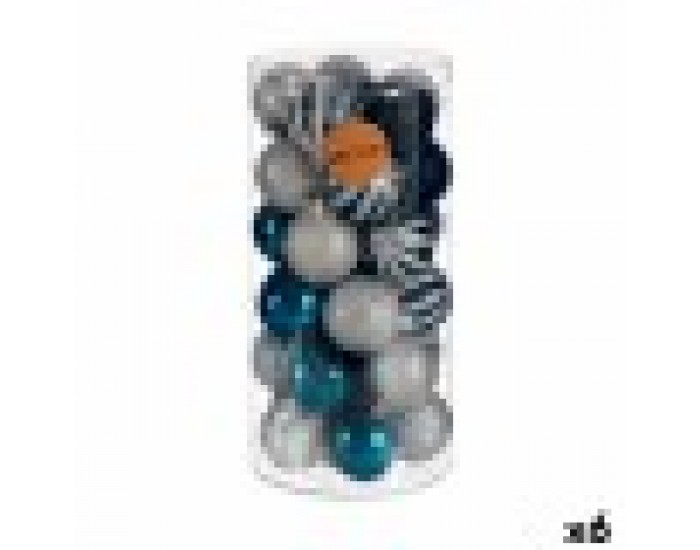 Christmas Balls Set Сребрист Син Пластмаса (Ø 6 cm) (6 броя)
