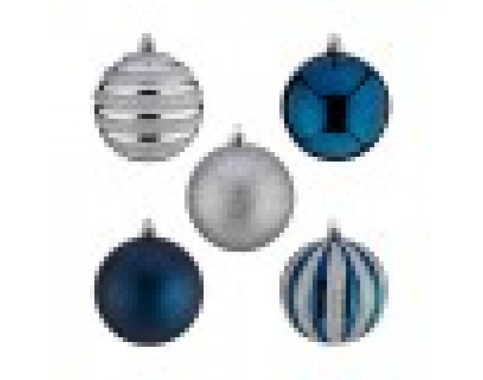 Christmas Balls Set Сребрист Син Пластмаса (Ø 6 cm) (6 броя)