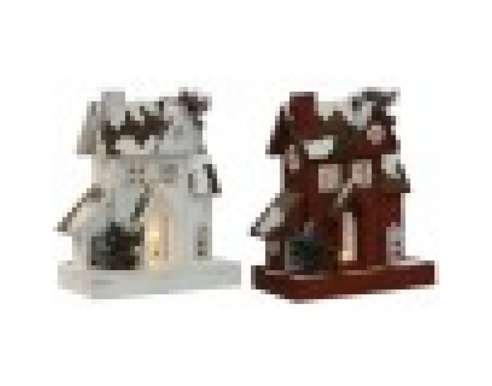 Коледна Украса Home ESPRIT Бял Червен 26 x 14 x 32 cm (2 броя)