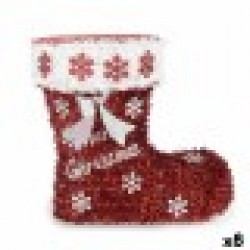 Декоративна фигурка Ботуш Гирлянда Бял Червен полипропилен PET 26 x 27 x 14 cm (8 броя) - Decorațiuni sezoniere și de sărbători