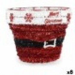 Декоративна фигурка Кошница Гирлянда Бял Червен полипропилен PET 27 x 22 x 27 cm (8 броя) - Krist+