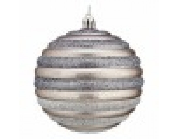 Комплект Коледни Топки Кръгове 10 cm Сребрист Пластмаса (6 броя)