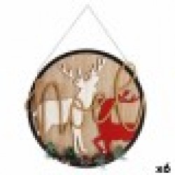 Висяща украса Плакат Коледен елен Естествен Дървен MDF 29 x 1 x 29 cm (6 броя) - Krist+
