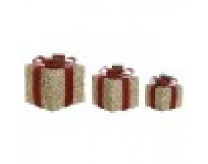 Коледна Украса DKD Home Decor Бял Червен Златен 25 x 25 x 25 cm (3 Части)